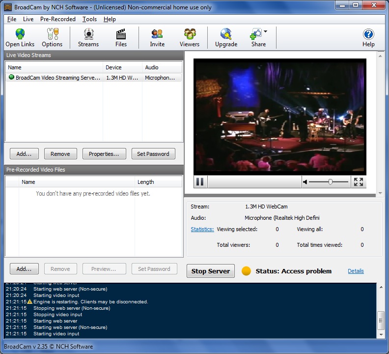 broadcam video streaming server for mac